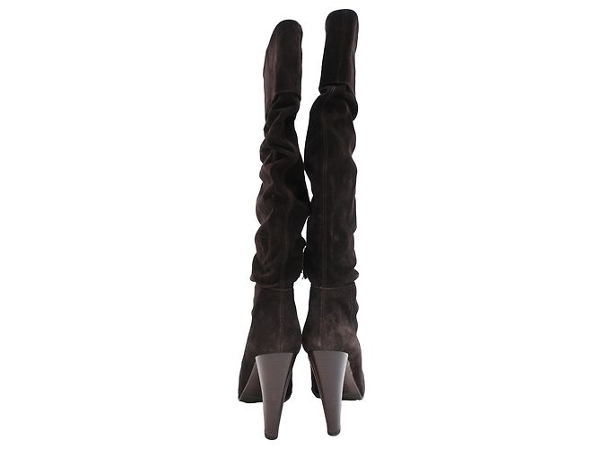 Botas altas de tacón Miu Miu en ante marrón Castaño - vista 4