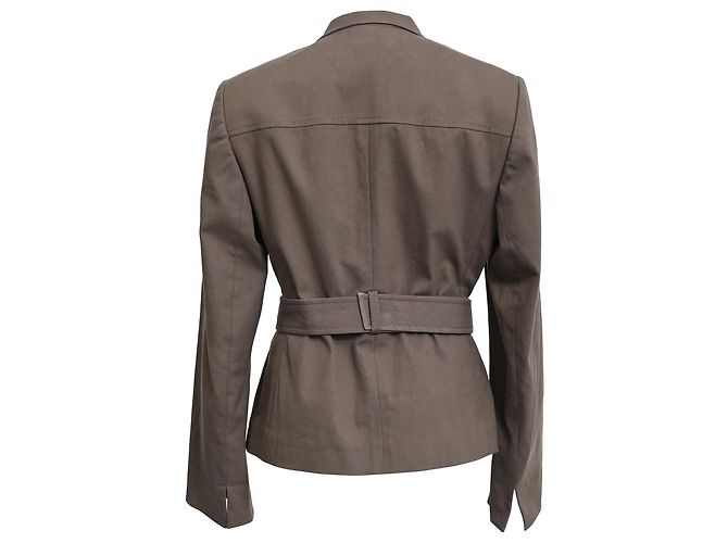 Akris Taillierter Doppelrevers-Blazer aus brauner Baumwolle - Ansicht 3