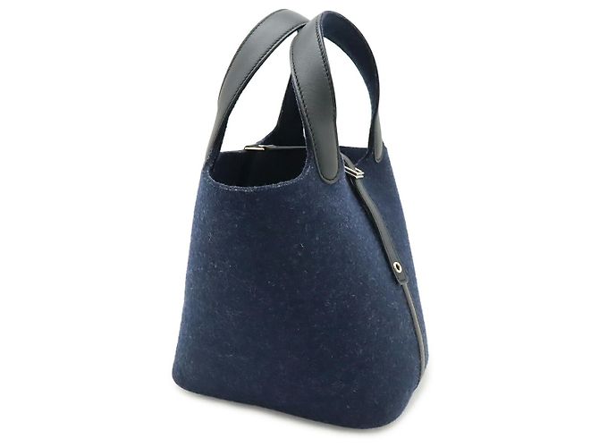 Borsa Tote in Feltro e Pelle Hermès Picotin Lock Blu - vista 2