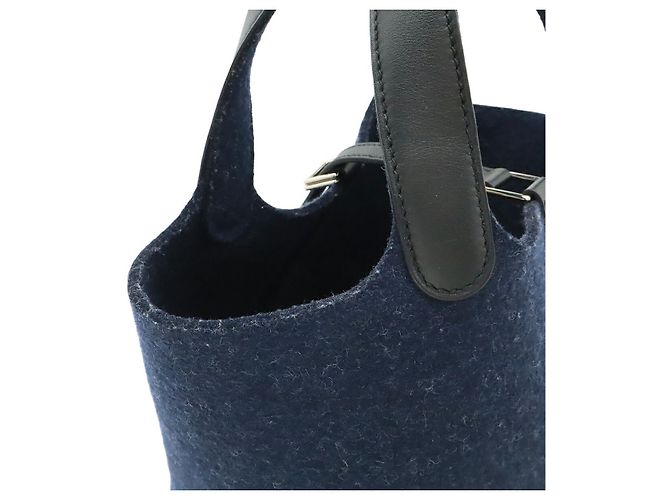 Borsa Tote in Feltro e Pelle Hermès Picotin Lock Blu - vista 5