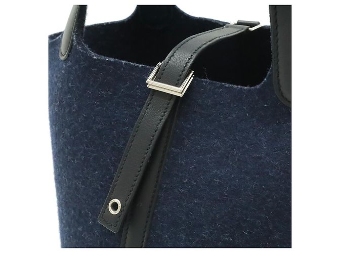 Borsa Tote in Feltro e Pelle Hermès Picotin Lock Blu - vista 7