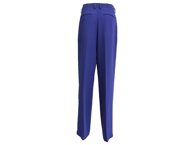 Dries Van Noten gerade Hose aus blauem Polyester - Ansicht 3