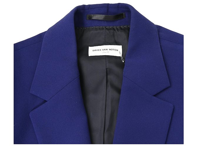 Dries Van Noten Single-Breasted Blazer in Blue Polyester - view 7