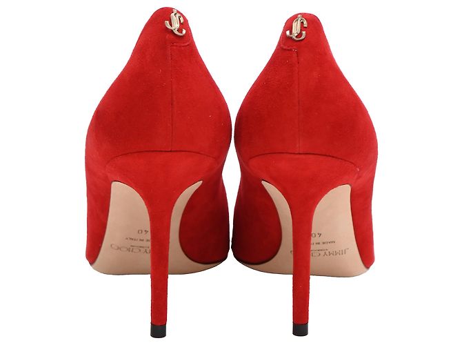 Décolleté con punta Jimmy Choo in scamosciato rosso - vista 4