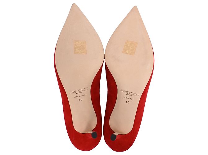 Décolleté con punta Jimmy Choo in scamosciato rosso - vista 6