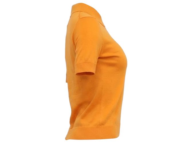 Polo de manga curta Carolina Herrera em seda laranja - vista 3