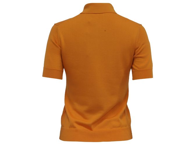 Polo de manga curta Carolina Herrera em seda laranja - vista 4