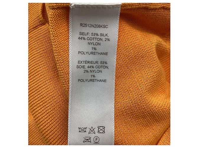 Polo de manga curta Carolina Herrera em seda laranja - vista 5