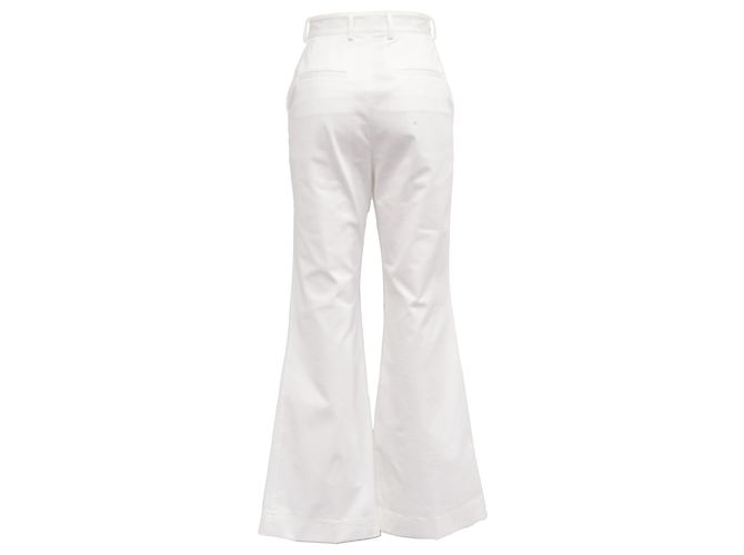 Pantalon évasé à taille haute Dolce & Gabbana en coton blanc Écru - vue 3