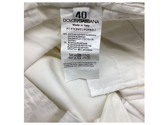Pantalon évasé à taille haute Dolce & Gabbana en coton blanc Écru - vue 6