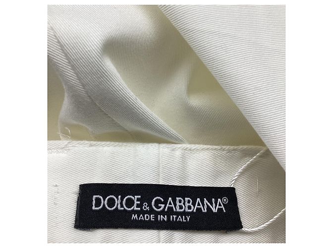 Pantalon évasé à taille haute Dolce & Gabbana en coton blanc Écru - vue 7