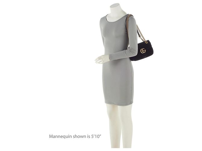 Borsa Gucci Matelasse Velvet GG Marmont Small Flap Nero - vista 5