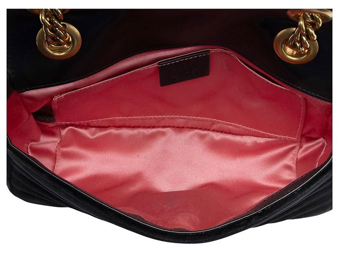 Borsa Gucci Matelasse Velvet GG Marmont Small Flap Nero - vista 7
