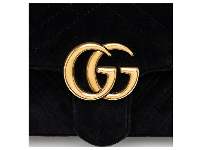 Borsa Gucci Matelasse Velvet GG Marmont Small Flap Nero - vista 9
