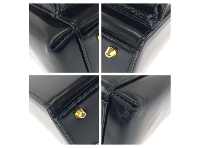 Versace Vintage Leder Handtasche Tote Schwarz - Ansicht 3