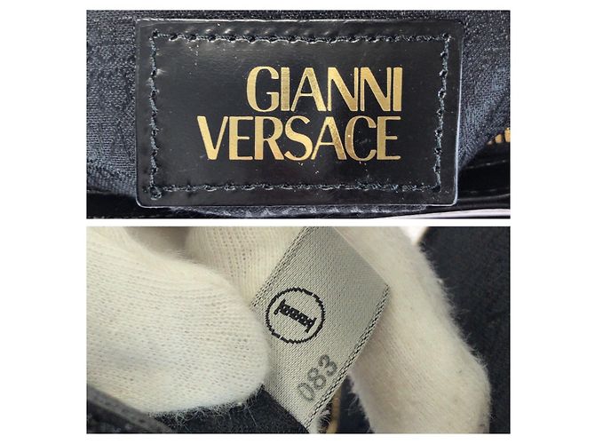 Versace Vintage Leder Handtasche Tote Schwarz - Ansicht 4