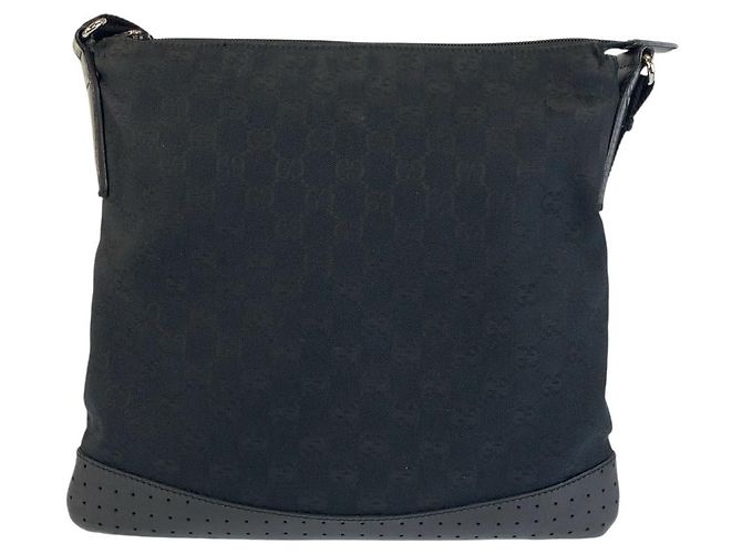 Borsa a tracolla Gucci in tela GG nera e pelle Nero - vista 2