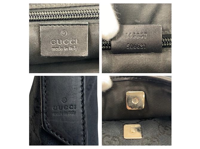 Borsa a tracolla Gucci in tela GG nera e pelle Nero - vista 3