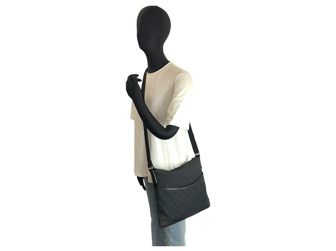 Borsa a tracolla Gucci in tela GG nera e pelle Nero - vista 6