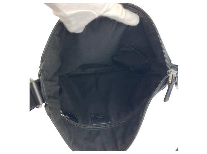 Borsa a tracolla Gucci in tela GG nera e pelle Nero - vista 8