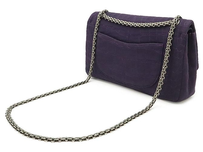 Chanel Schultertasche aus Baumwolle Lila - Ansicht 2
