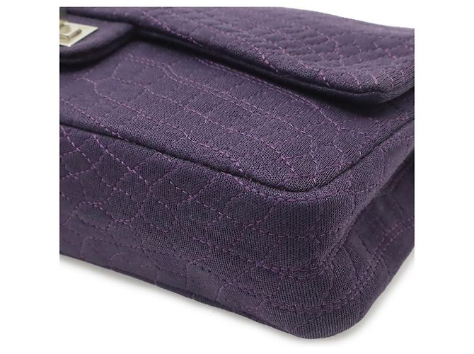 Chanel Schultertasche aus Baumwolle Lila - Ansicht 3