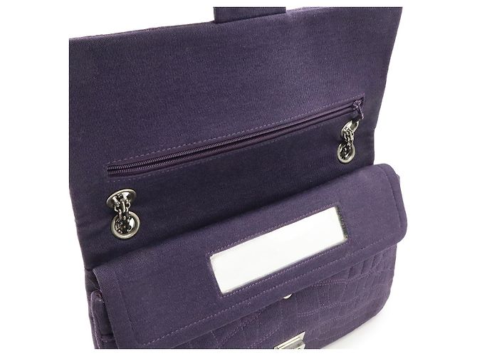 Chanel Schultertasche aus Baumwolle Lila - Ansicht 6