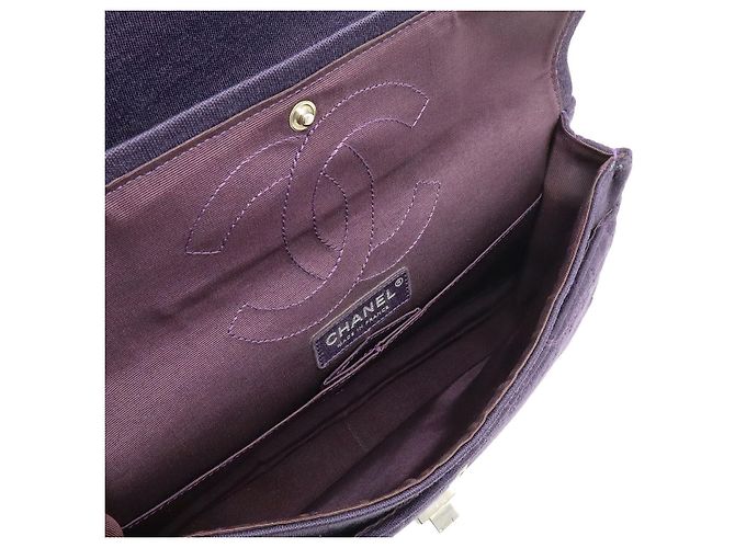 Chanel Schultertasche aus Baumwolle Lila - Ansicht 7