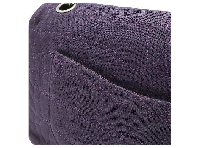 Chanel Schultertasche aus Baumwolle Lila - Ansicht 8