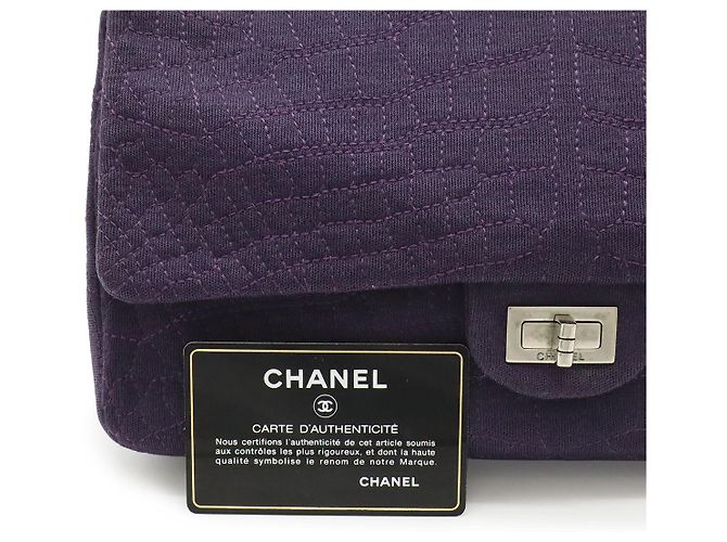 Chanel Schultertasche aus Baumwolle Lila - Ansicht 9