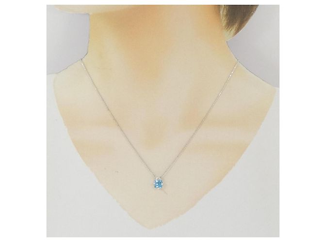 Autre Marque Collana in Oro Au750, Topazio Blu e Diamanti - vista 6