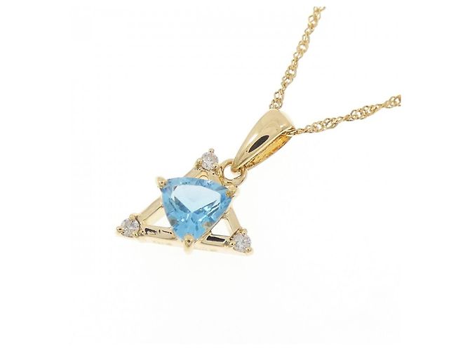 Autre Marque Collana in oro Au750 con topazio blu e diamanti - vista 3