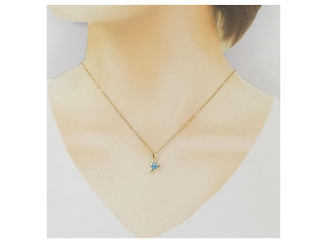 Autre Marque Collana in oro Au750 con topazio blu e diamanti - vista 6