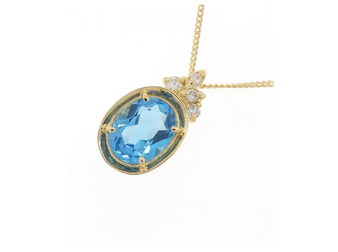 Autre Marque Collana in diamante e topazio blu Au750 D'oro - vista 3
