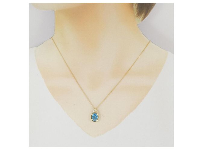 Autre Marque Collana in diamante e topazio blu Au750 D'oro - vista 6