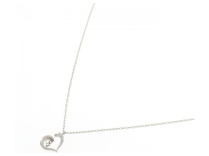 Autre Marque Collana a Cuore in Diamanti e Oro Bianco K10 Argento - vista 2