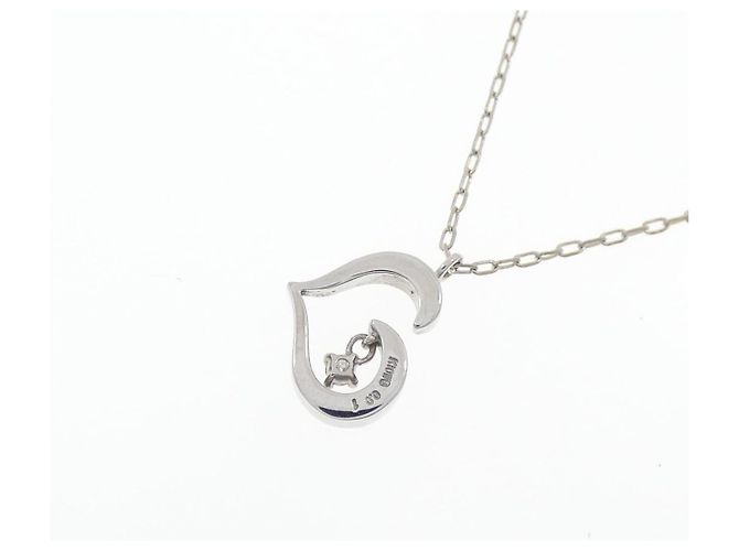 Autre Marque Collana a Cuore in Diamanti e Oro Bianco K10 Argento - vista 4