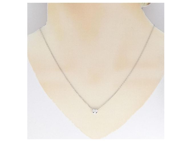 Autre Marque Collana Cuore di Diamanti Pt850 Argento - vista 6