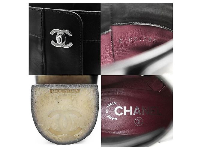 Timeless Stivaletti in pelle Chanel G31285 Nero Bordò - vista 10