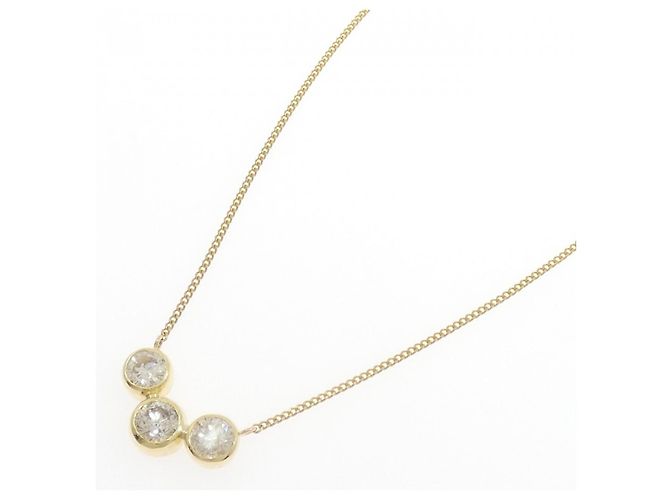 Autre Marque Au750 Drei-Stein-Diamantkette Golden - Ansicht 2