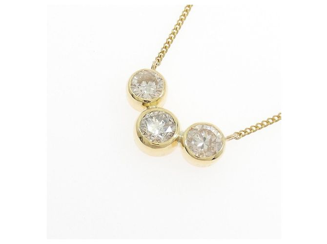Autre Marque Au750 Drei-Stein-Diamantkette Golden - Ansicht 3