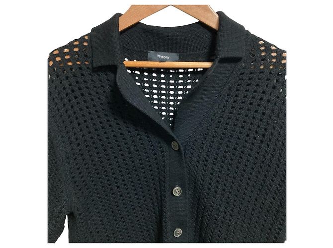 Strickhemd SUPER WOOL 2 Theory Schwarz - Ansicht 4