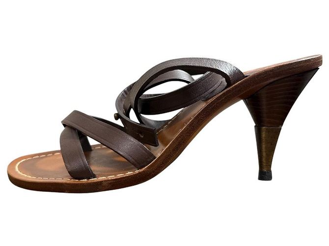 Sandali Chanel Coco Mark in pelle Marrone - vista 4