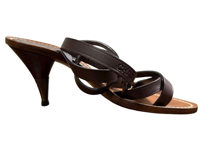 Sandali Chanel Coco Mark in pelle Marrone - vista 5