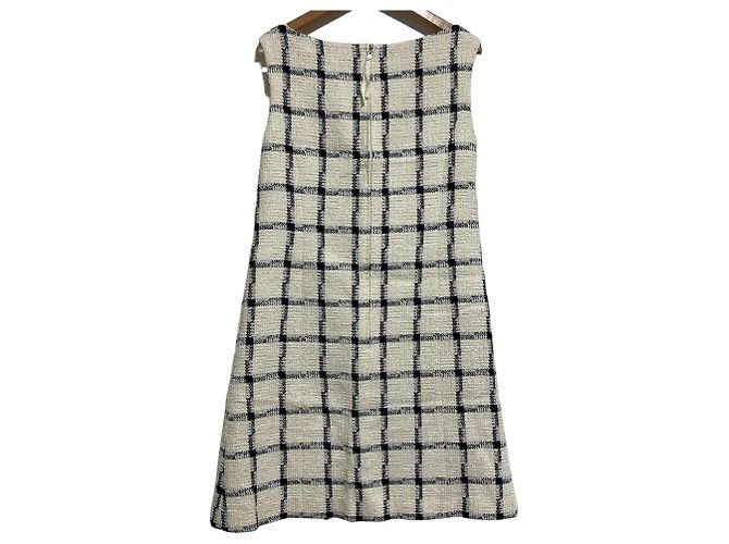 Autre Marque Elegantes Karo-Kleid FOXEY Beige Roh Marineblau - Ansicht 4