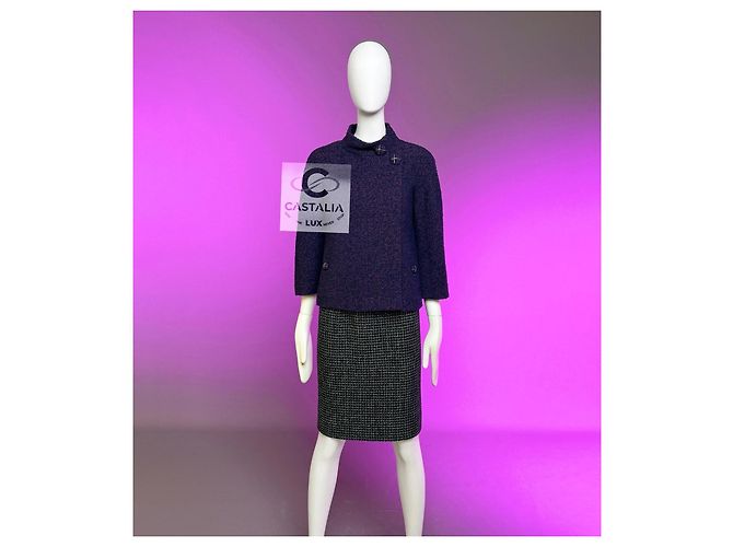 Chanel Amethyst Tweed Jacke Paris / Monaco 34 FR Dunkelviolett - Ansicht 3