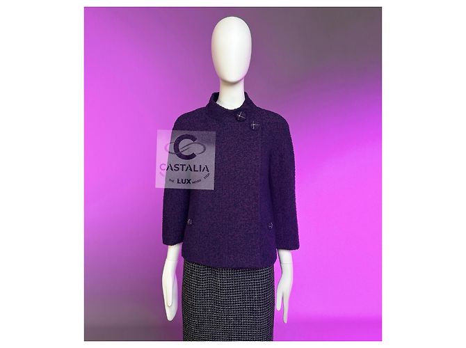 Chanel Amethyst Tweed Jacke Paris / Monaco 34 FR Dunkelviolett - Ansicht 4