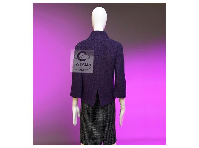 Chanel Amethyst Tweed Jacke Paris / Monaco 34 FR Dunkelviolett - Ansicht 8