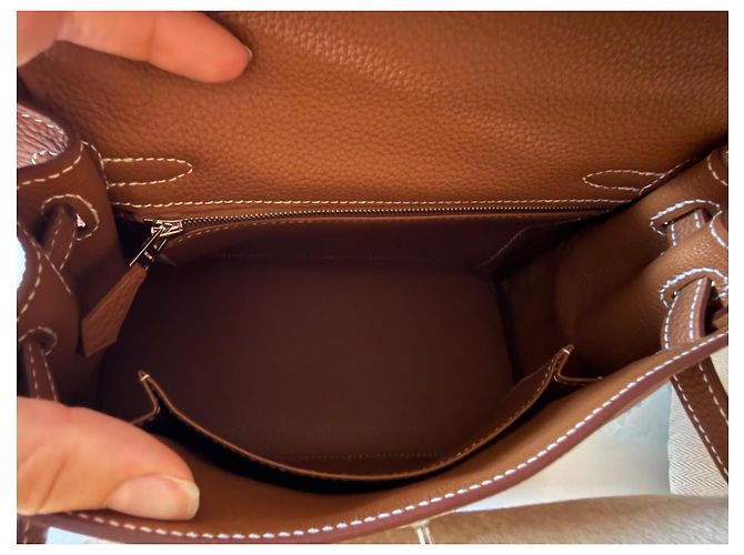 Hermès Kelly 25 Pelle Togo - Caramello Marrone - vista 6