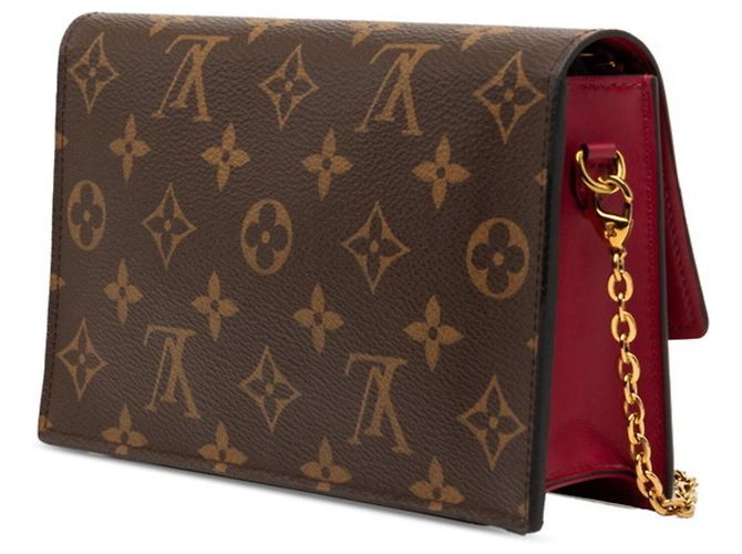 Louis Vuitton Monogram Portefeuille Floral Chain Wallet Shoulder Bag Marrone Fuschia - vista 2